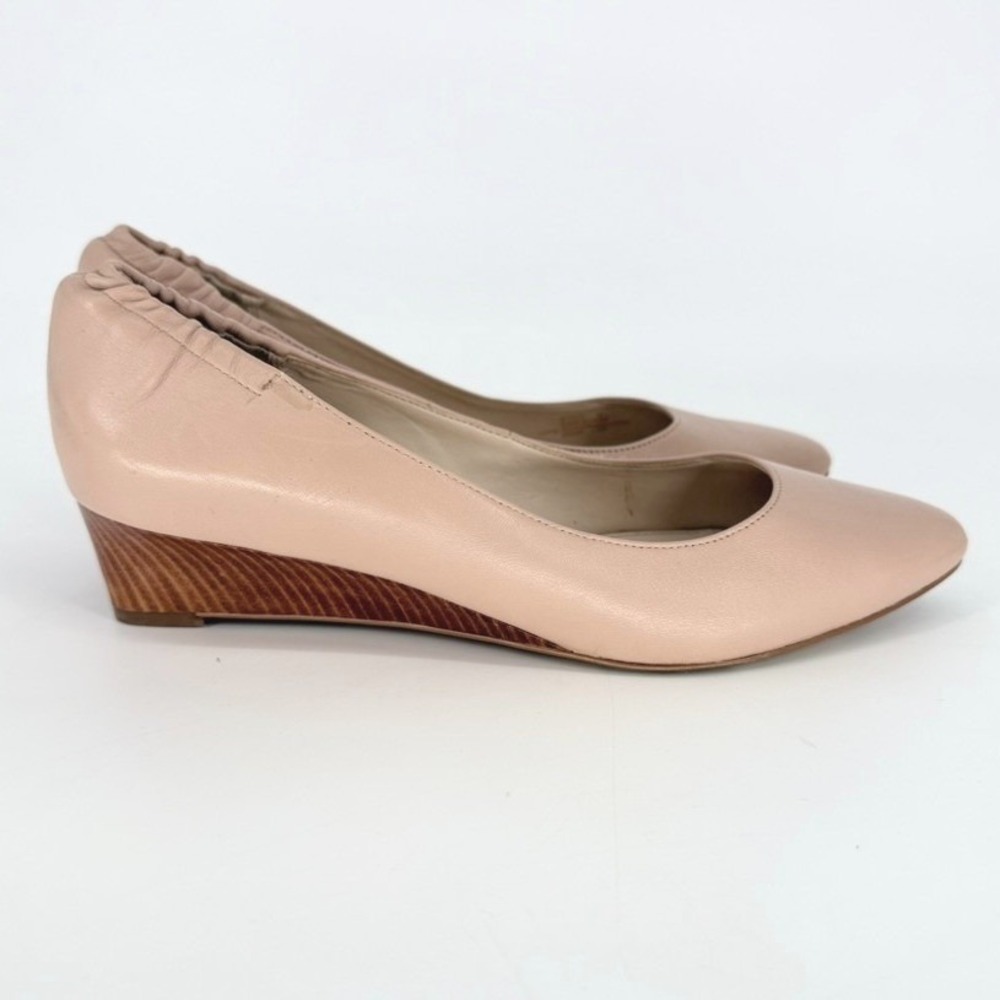 Cole Haan Grand.OS Nude Pink Leather Pointed Toe Wedge Pumps W15840 Womens 9B